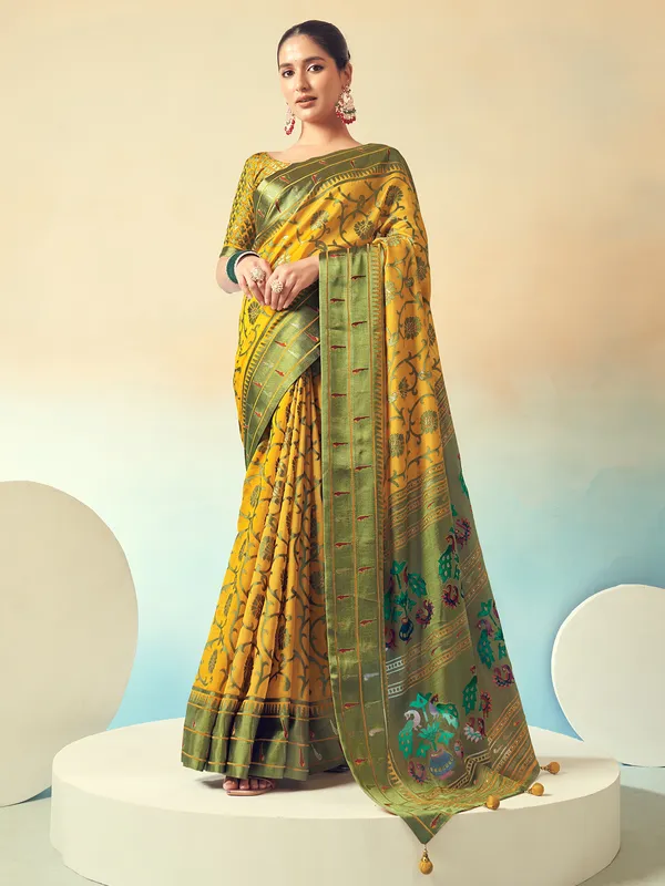 Yellow georgette saree for party wear