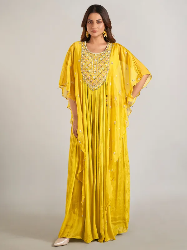 Yellow georgette wedding wear designer suit