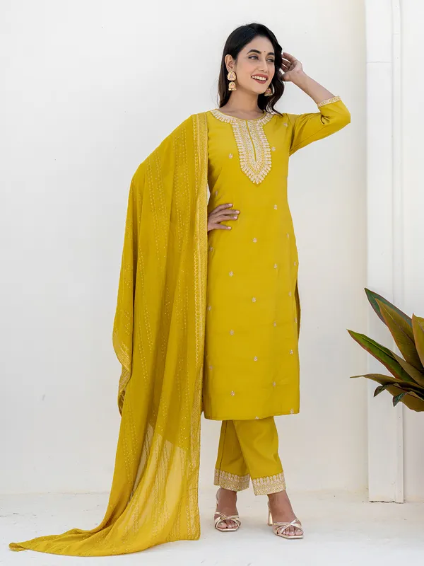 Yellow joy cotton kurti set with dupatta