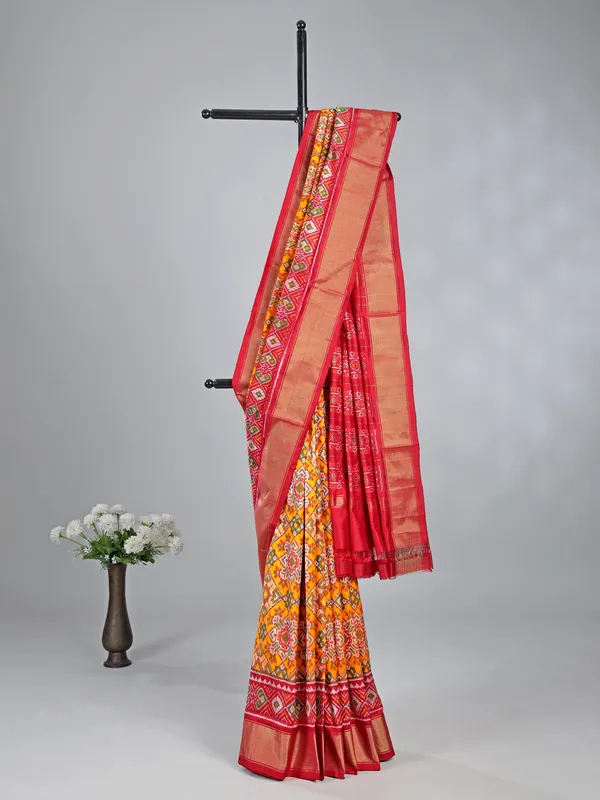 Yellow patola silk saree for haldi special