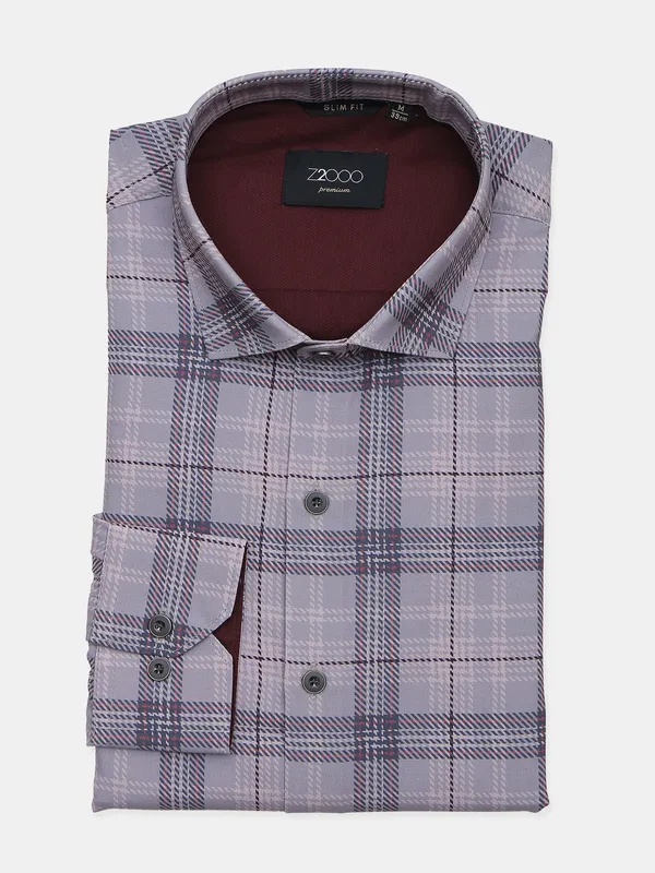 Z2000 cotton mauve pink checks party wear shirt