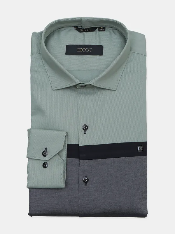 Z2000 printed pistachio green hue cotton shirt