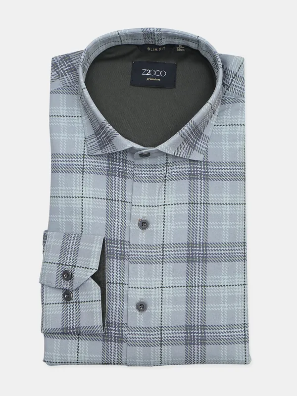 Z2000 grey hue checks cut away collar shirt