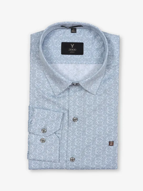 Z2000 white printed casual cotton shirt