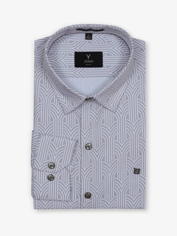 Z2000 white printed cotton slim fit shirt