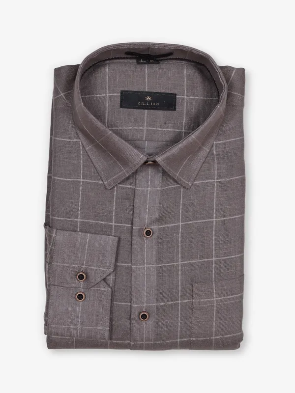 ZILLIAN light brown linen formal shirt