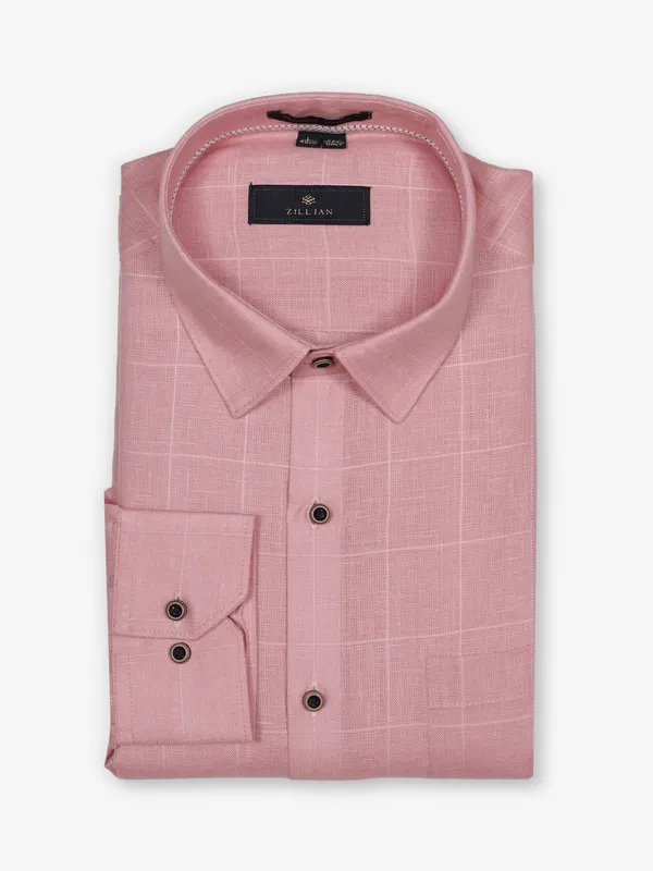 ZILLIAN peach linen formal shirt