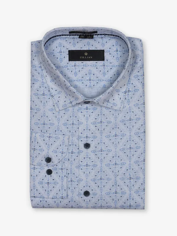 ZILLIAN white and blue printed shirt