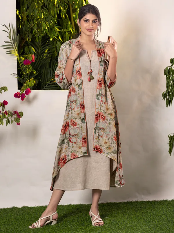 Grey casual wear printed grey dress