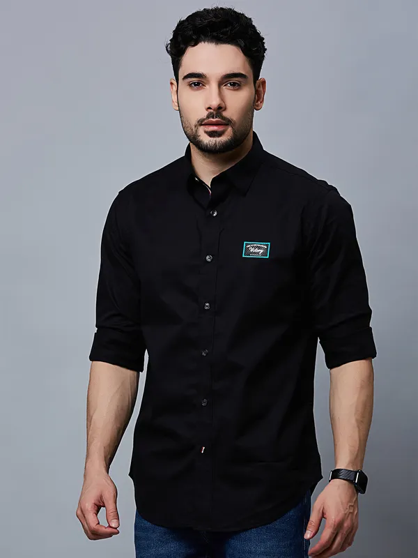 River Blue full sleeve black shirt