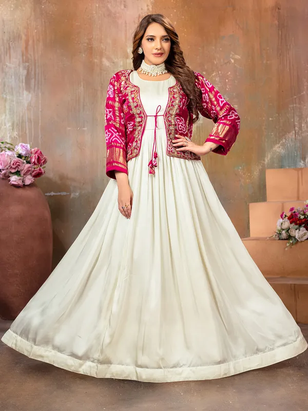 Classy off-white anarkali suit for wedding