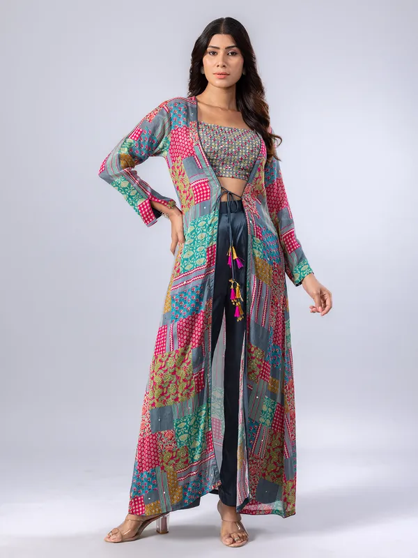Stunning grey printed palazzo suit