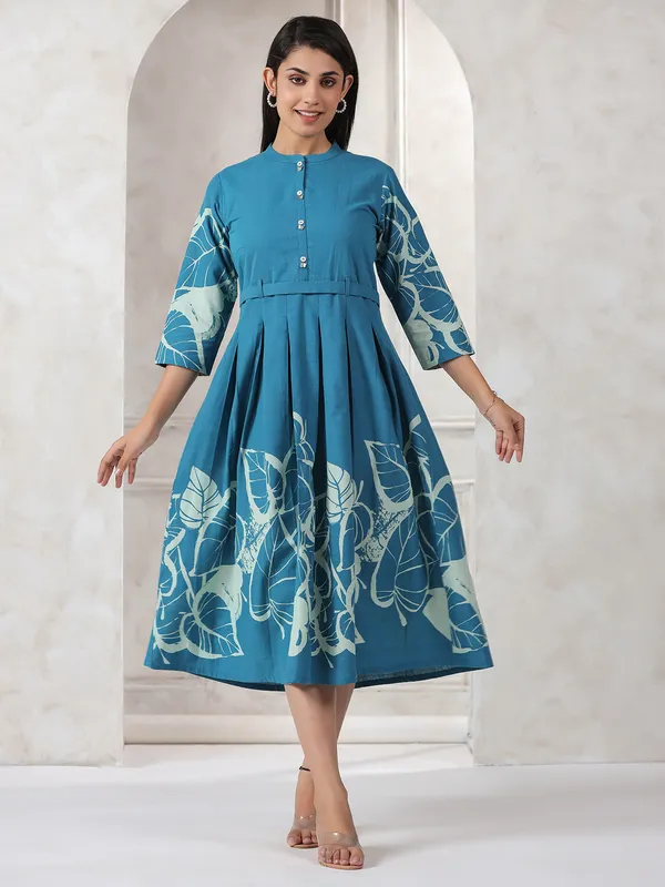 Newest blue printed cotton kurti