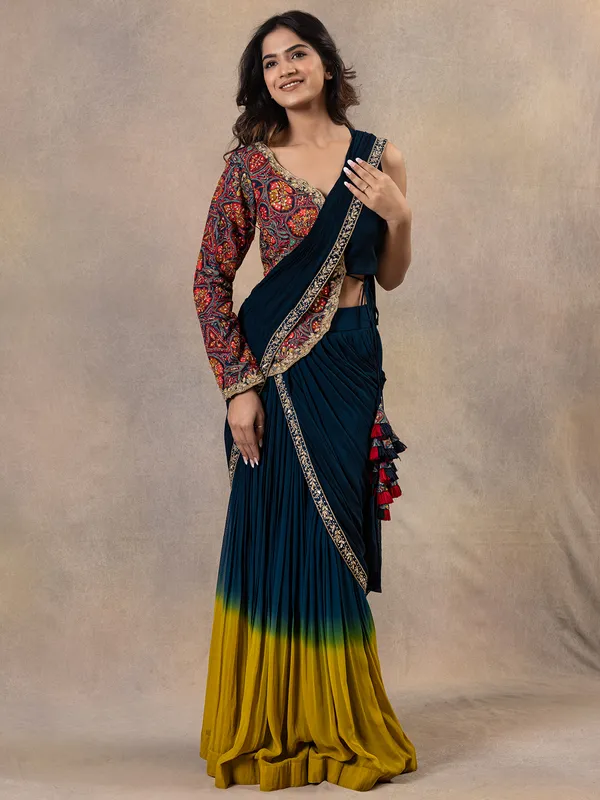 Navy georgette designer ready to wear saree