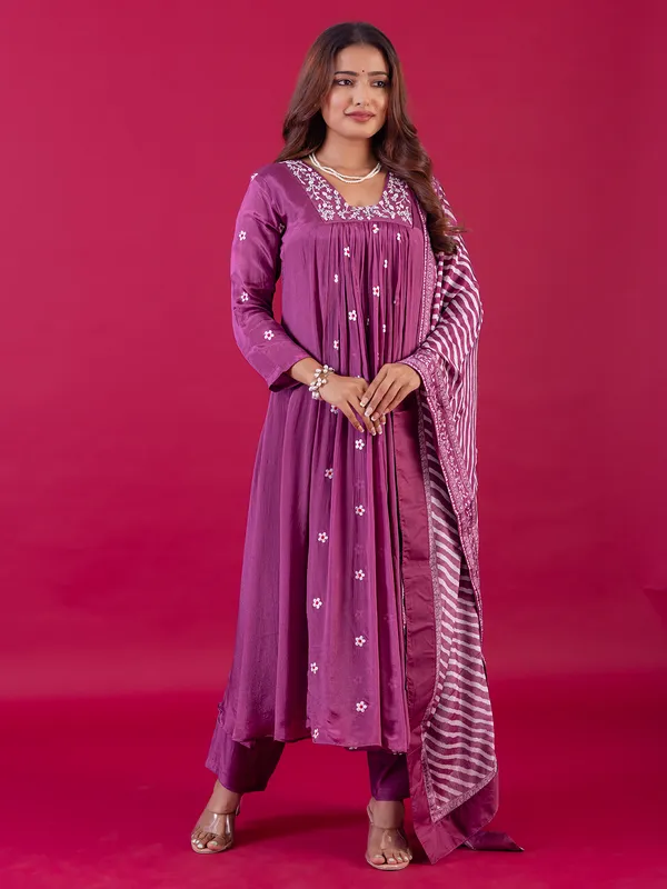 Beautiful rani color georgette salwar suit