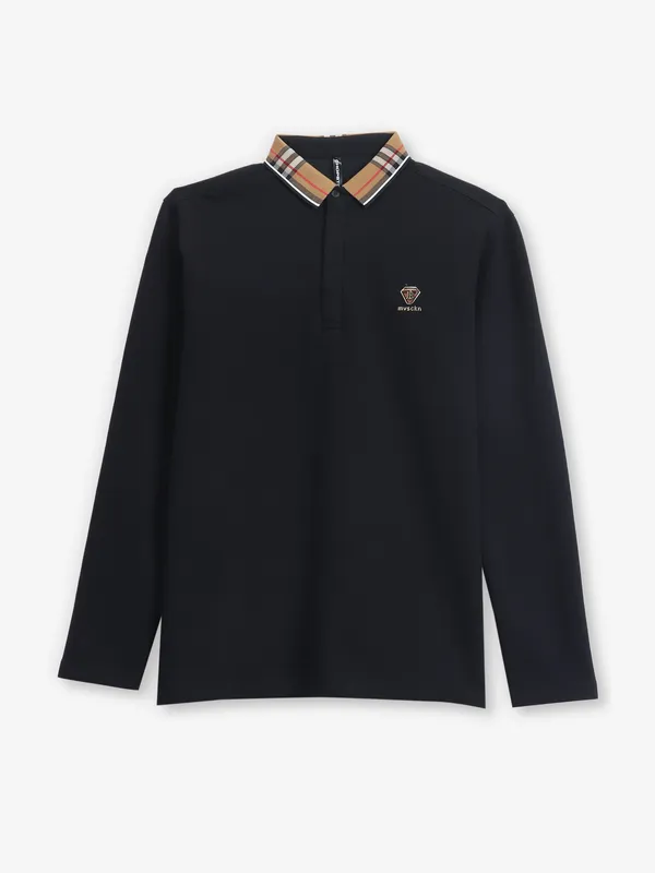 CHOPSTICK black plain polo full sleeve t-shirt