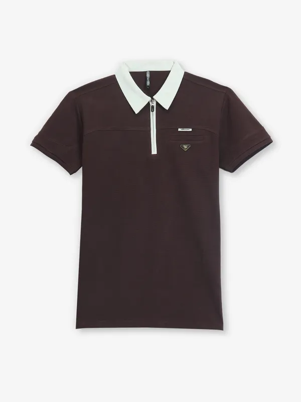 CHOPSTICK dark coffee half sleeve polo t-shirt