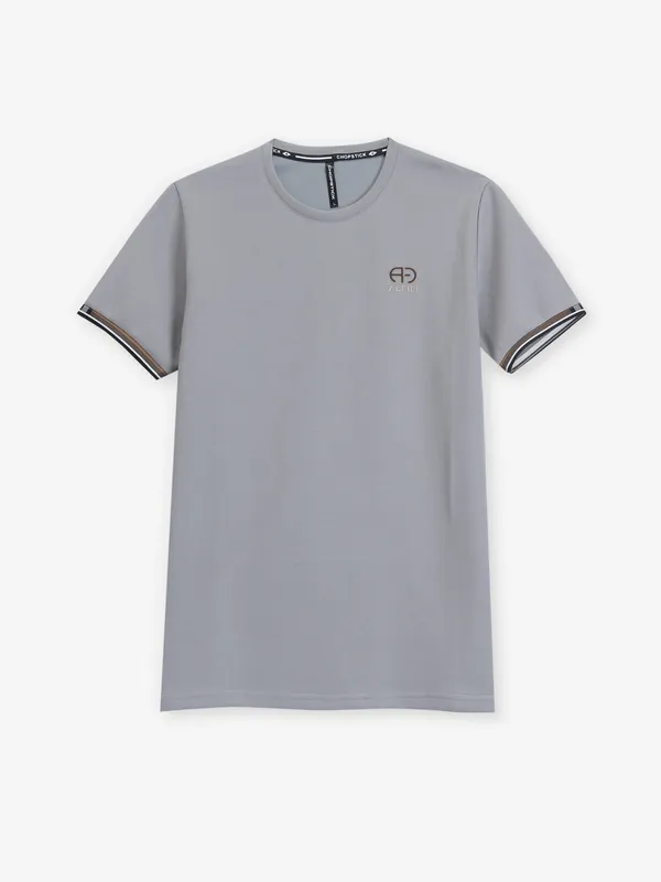 CHOPSTICK grey round neck half sleeve t-shirt