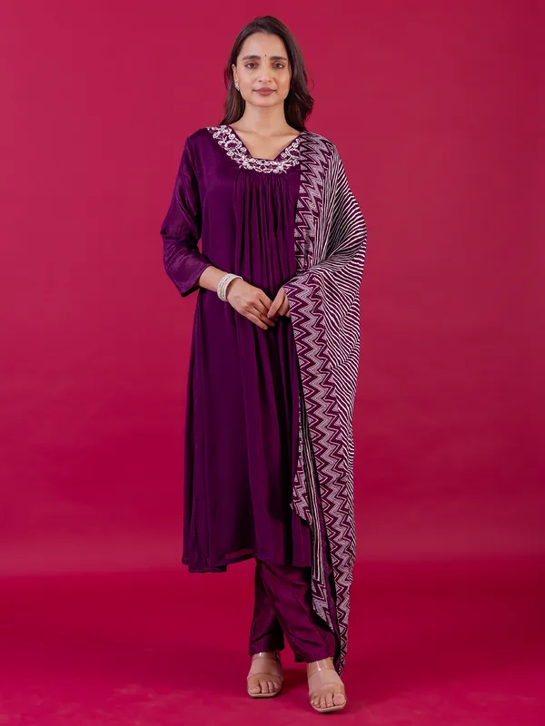 Latest dark purple georgette salwar suit