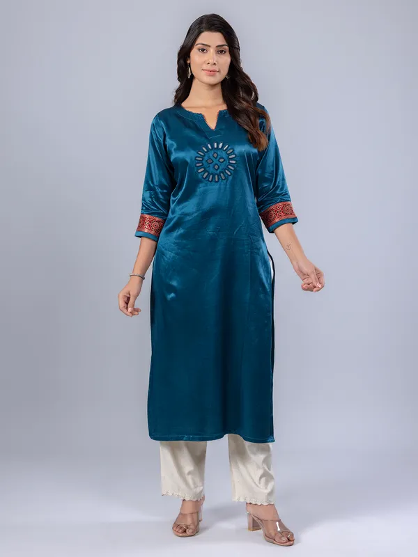Pastel blue cotton silk kurti for women casual wear