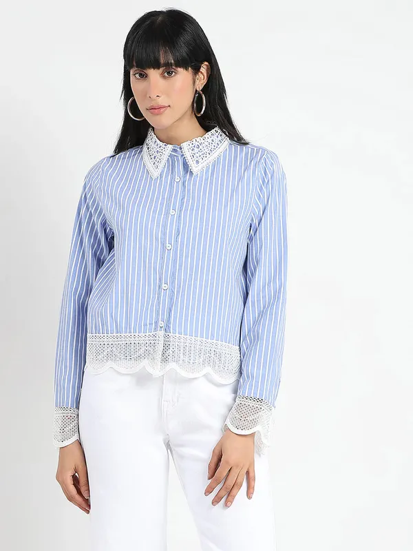 MADAME lilac purple stripe shirt for women