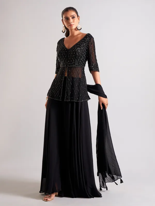 Beautiful Black georgette palazzo salwar suit