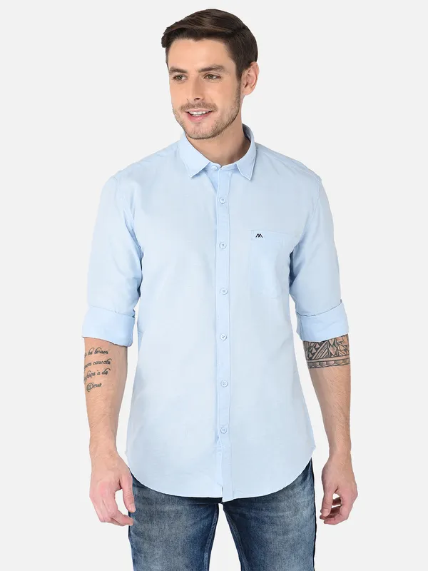 Shop Mozzo Men Slim Fit Solid Casual Shirt Online