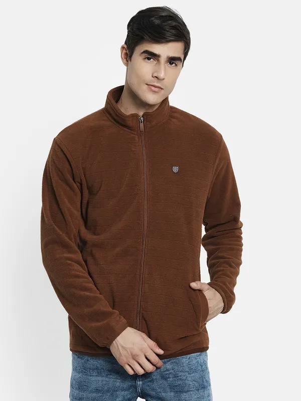 Men Brown Solid Sweatshirt