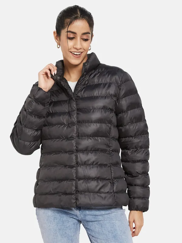 METTLE Women Black Knitted Jacket