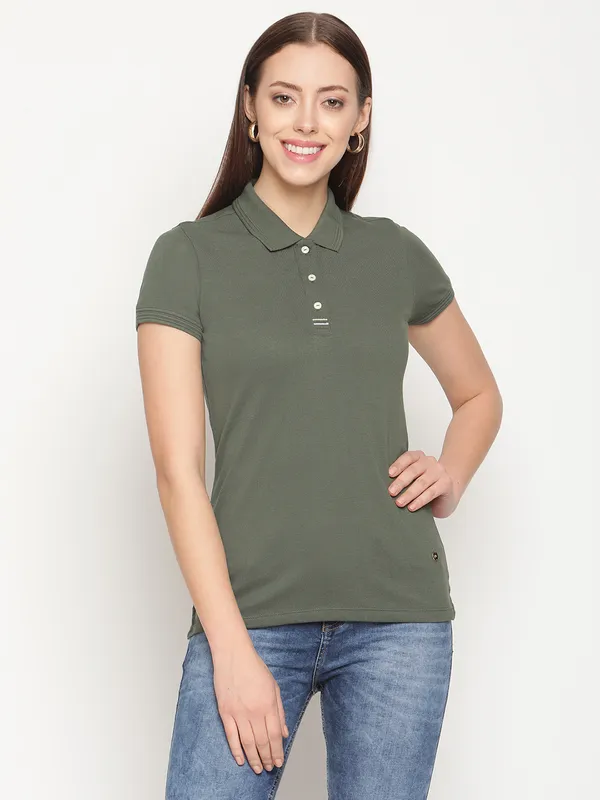 Army green polo t shirt best sale