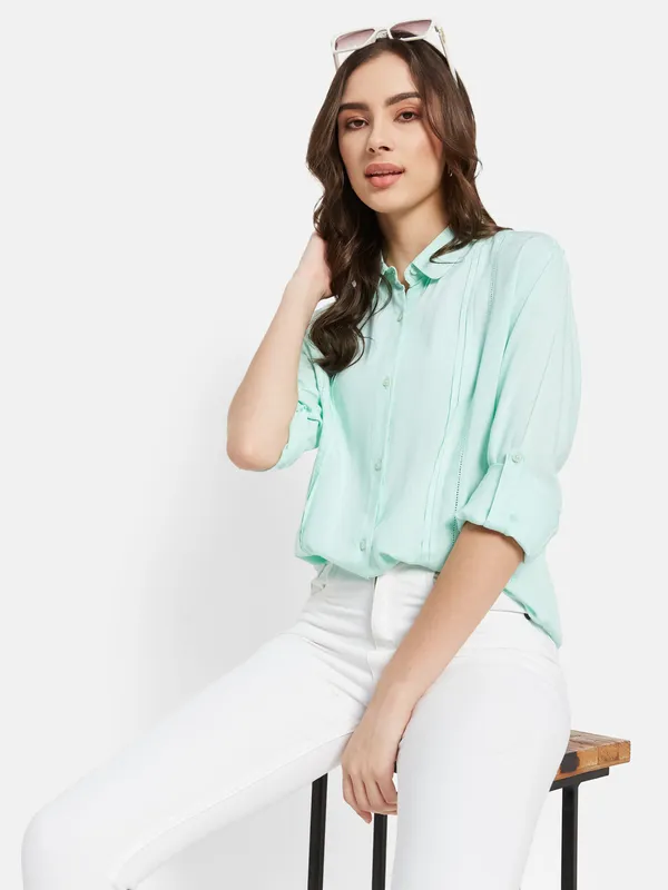 Button Down Shirt with Cuffed Sleeve