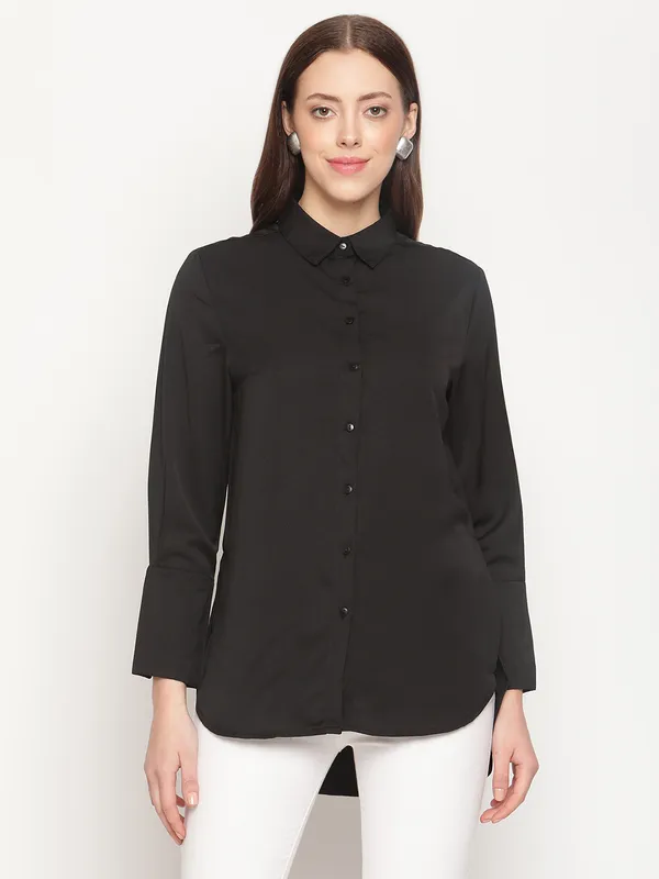 COTTON HIGH LOW SHIRT-MOCA