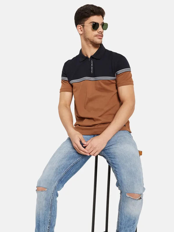 Contrast Cut and sew Polo T-shirt