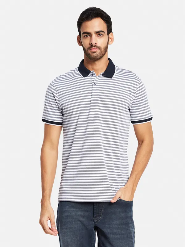 MICRO STITCH COTTON POLO T-SHIRT NAVY BLUE main image 1