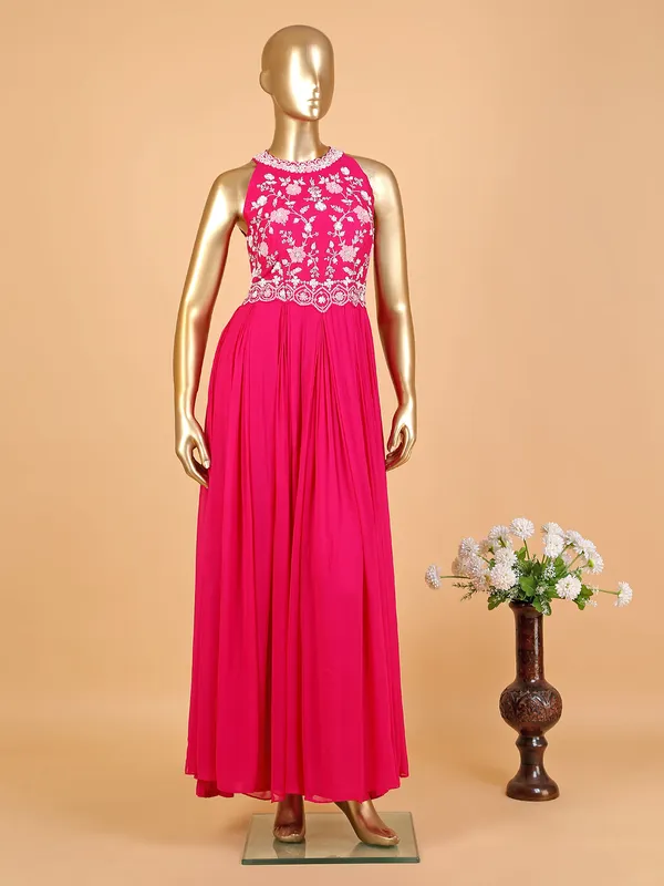 Magenta Georgette Partywear Anarkali-Suit