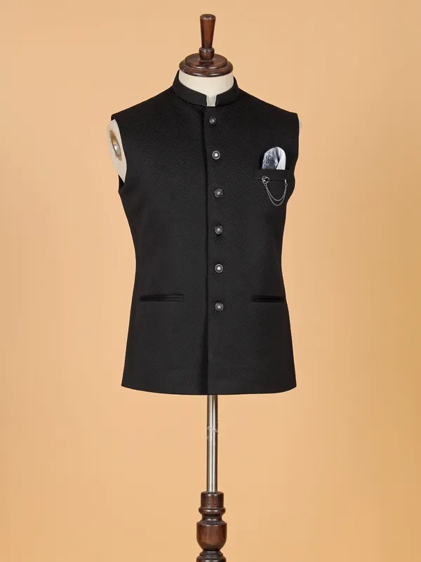 Amazing black terry rayon waistcoat-G3-MWC2552 Saudi Arabia