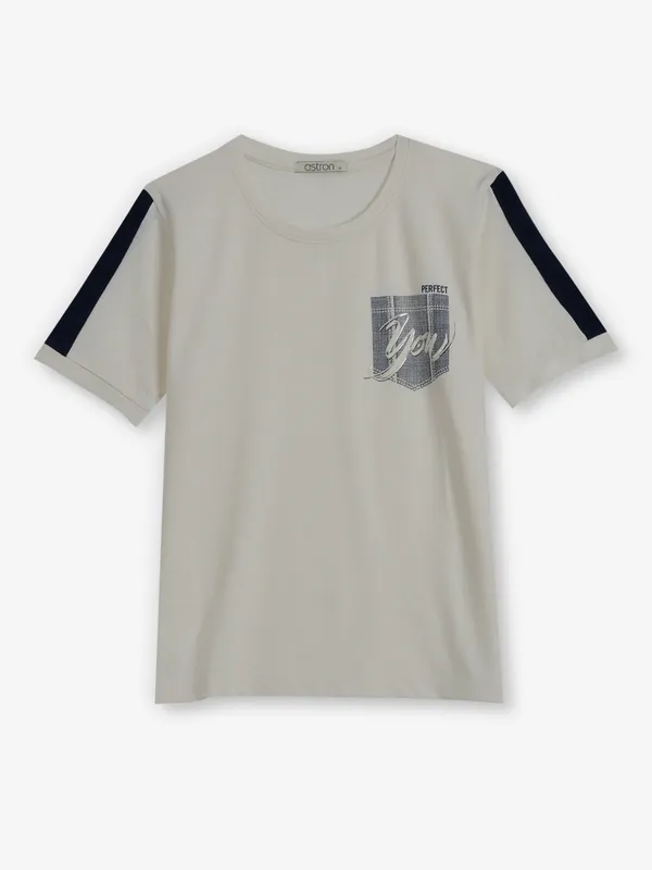 ASTRON off white cotton t-shirt for women-G3-WTS5577
