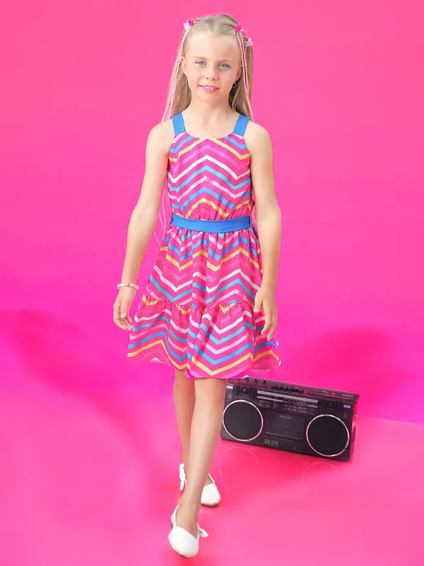 BARBIE pink and blue zig zag frock-G3-GDR0556 Saudi Arabia