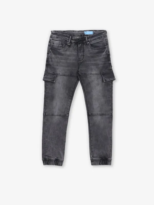 BEING HUMAN black washed cargo denim jsens-G3-MJE5495
