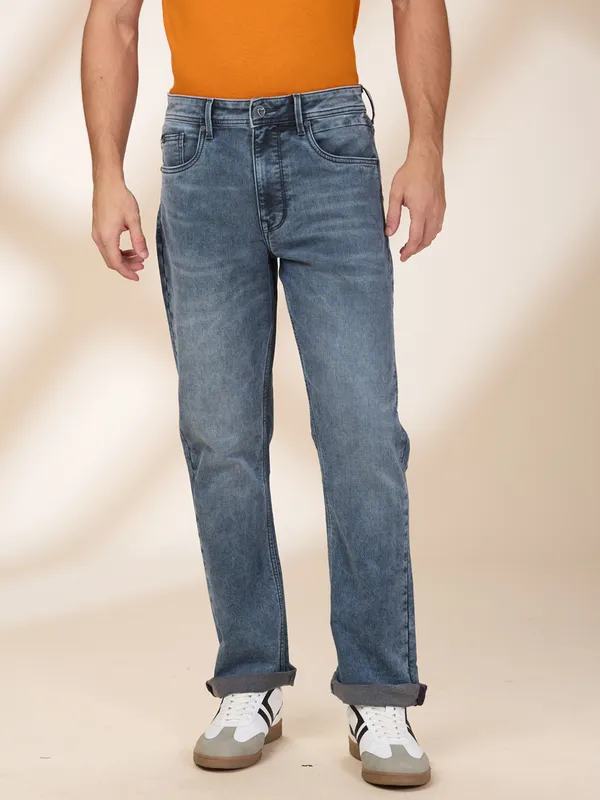 BEING HUMAN bluish grey straight fit fit denim jeans-G3-MJE5860