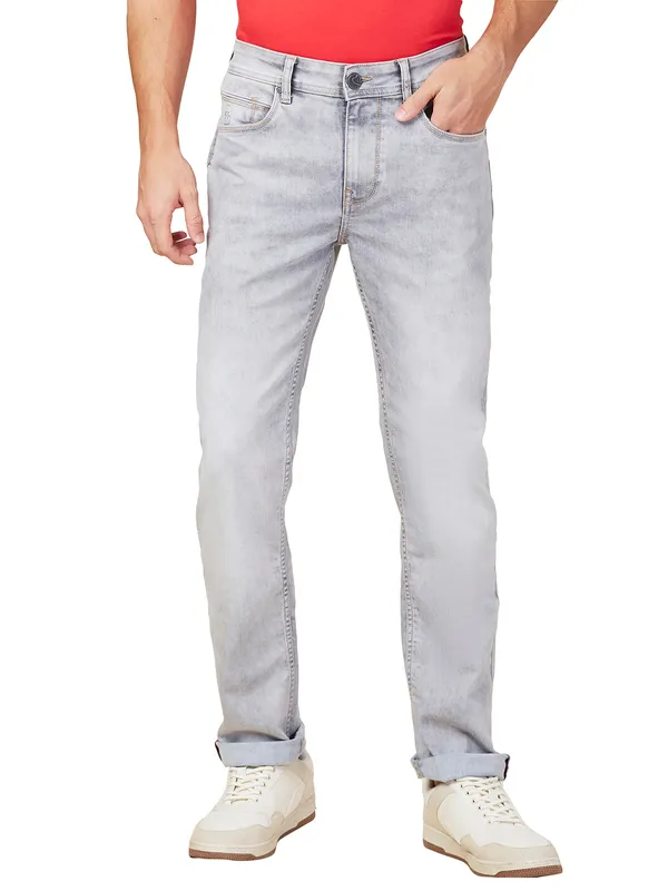 BEING HUMAN grey straight fit denim jeans for mens-G3-MJE5855