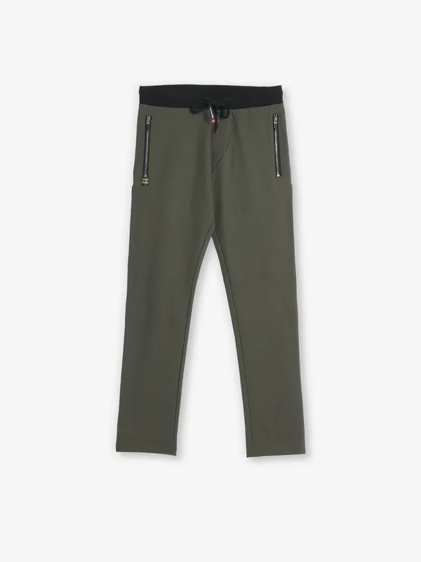 CHOPSTICK olive cotton solid track pant-G3-MTP0628