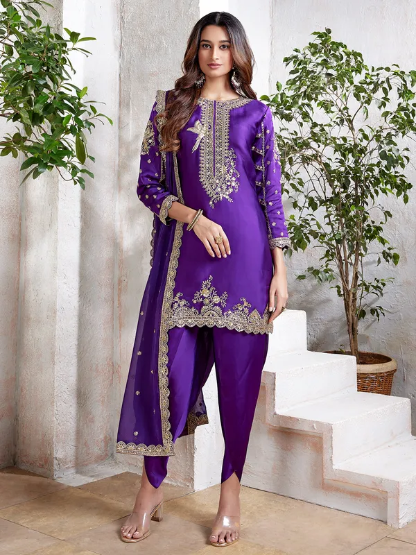 Purple Salwar Kameez Silk Classic Dark Purple Salwar Suit-G3