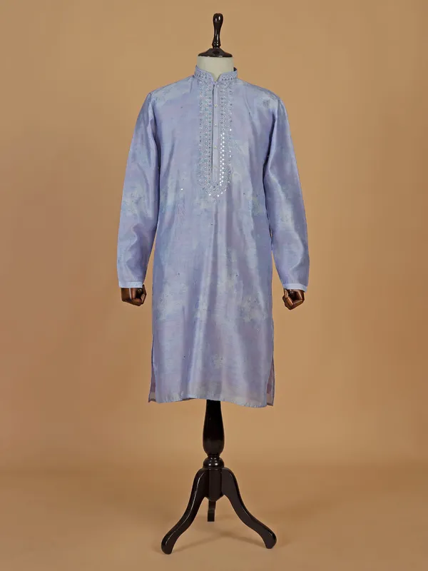 Classy purple kurta pajama in silk G3 MKS5497