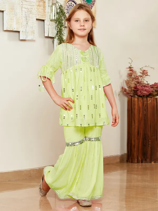 Subline Green Party Festive Palazzo Salwar Suit main image 1