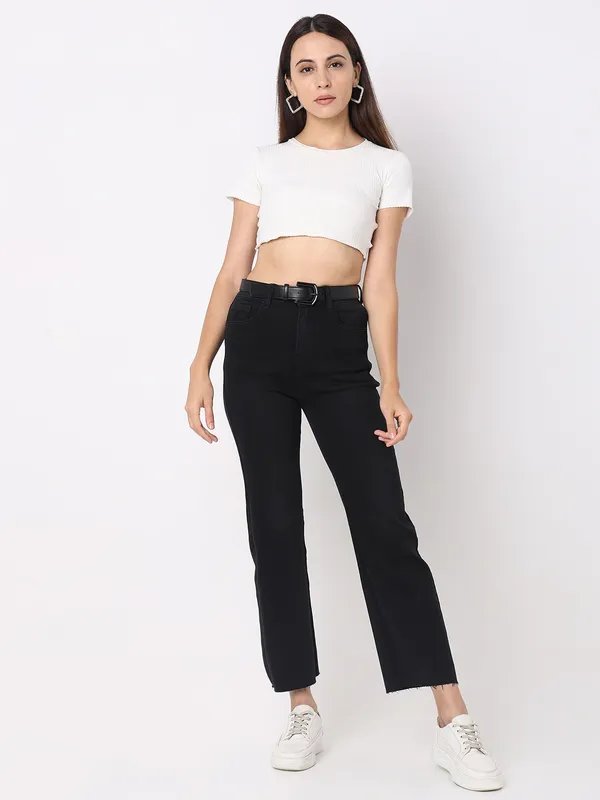 White crop top black jeans cheap