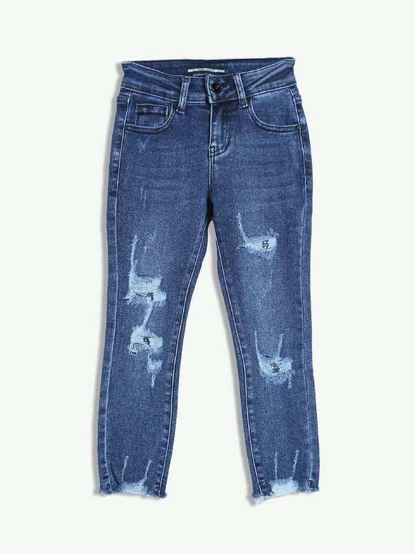 Deal dark blue ripped jeans-G3-GJE0663 Ireland