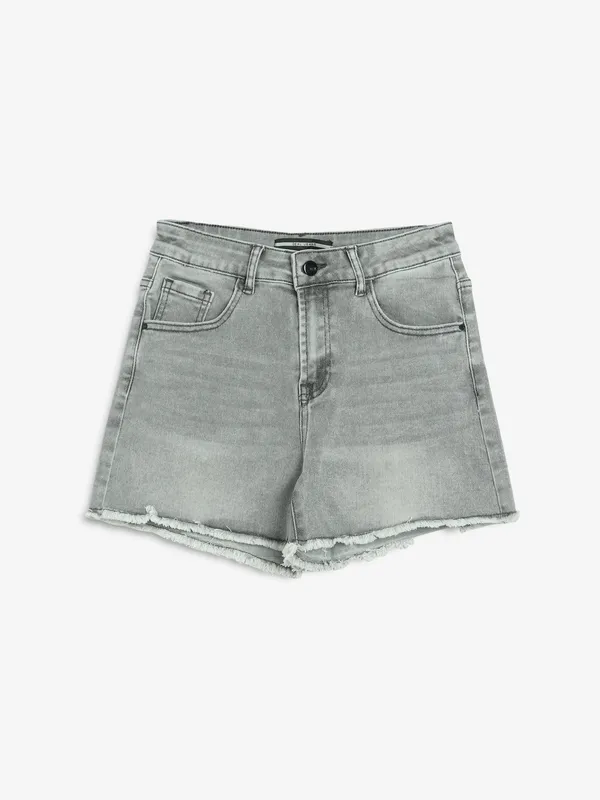 DEAL light grey washed denim shorts-G3-WSH44