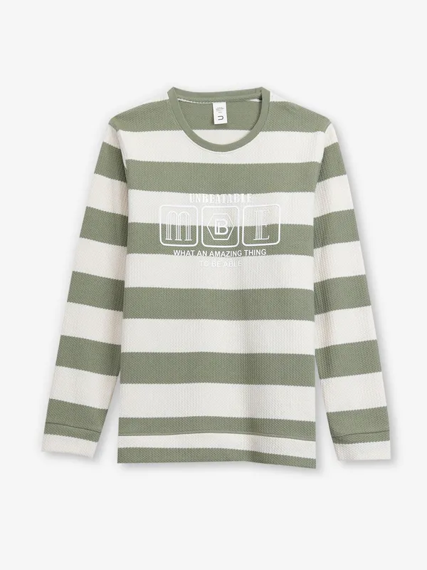 DEEPEE green and olive stripe t-shirt-G3-MTS19929