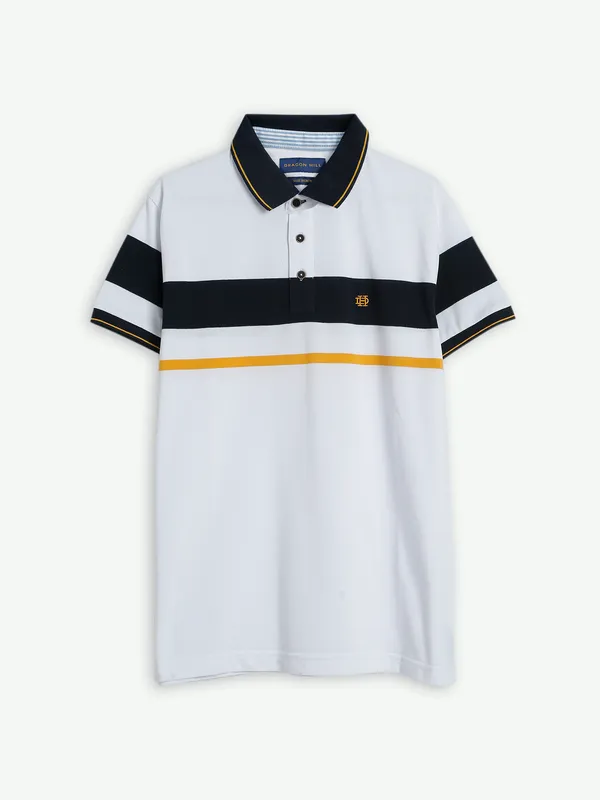 Dragon Hill white stripe slim fit t shirt-G3-MTS16850